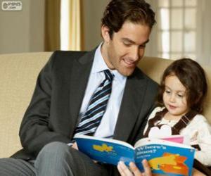 Puzzle Ο μπαμπάς βοηθώντας την ανάγνωση στην κόρη του